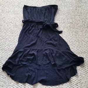 Black high/low dress with tie